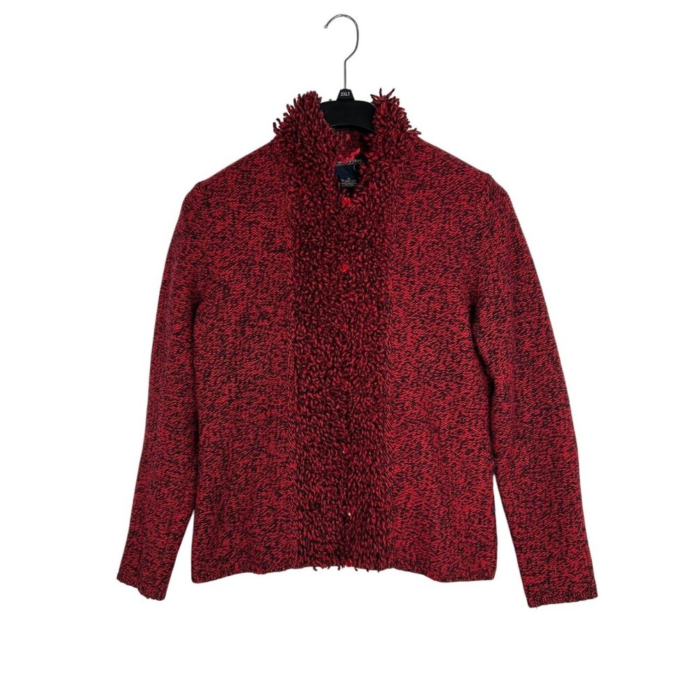 Country Shop Women's Red Lambswool & Rabbit Hair Blend Button Down Cardigan M